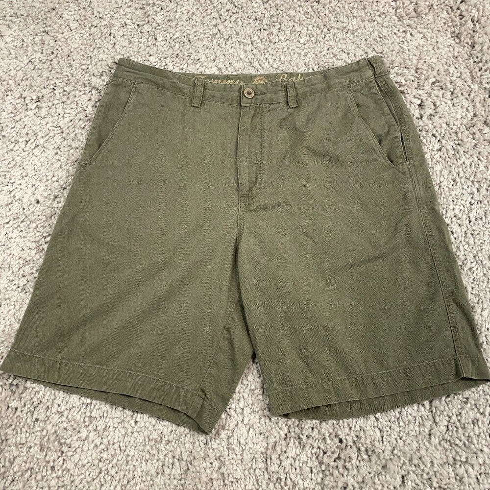 Tommy Bahama Island Bamboo Shorts Men's Size 36 Green 9" Inseam Adjustable Waist